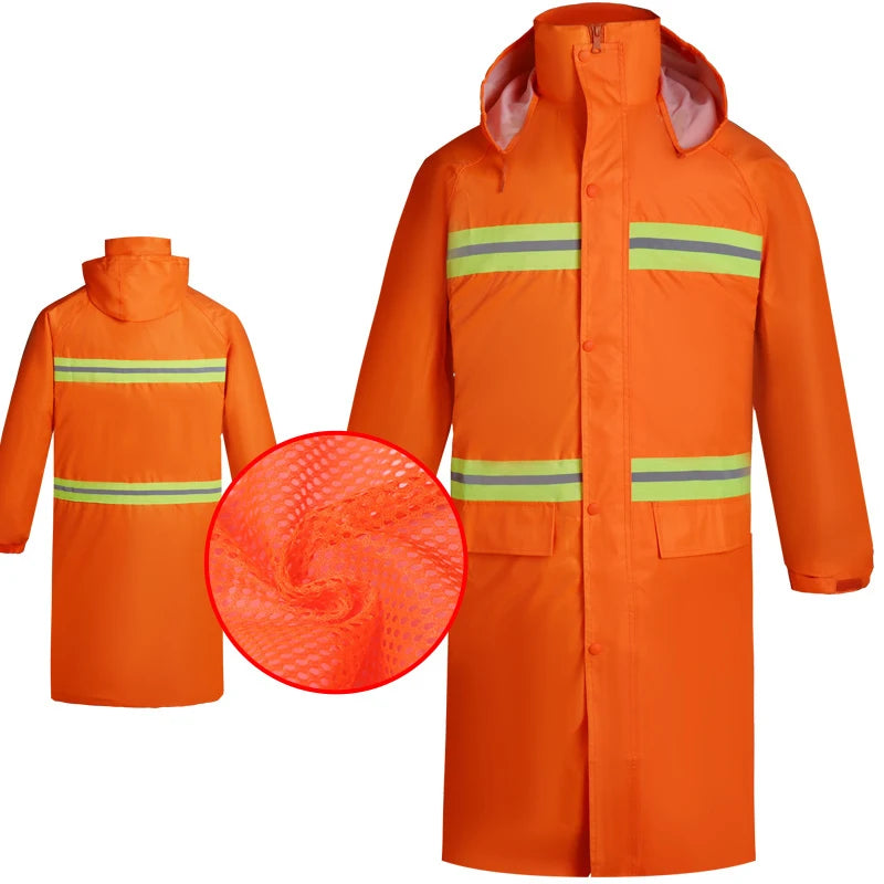 Imperméable Long Réfléchissant Unisexe – Hivizi Étanche • Respirant • Séchage Rapide • Capuche Escamotable - BLACKBEARD OUTDOOR INDUSTRIES