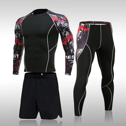 Ensemble de compression homme 2 ou 3 pièces, MMA et fitness