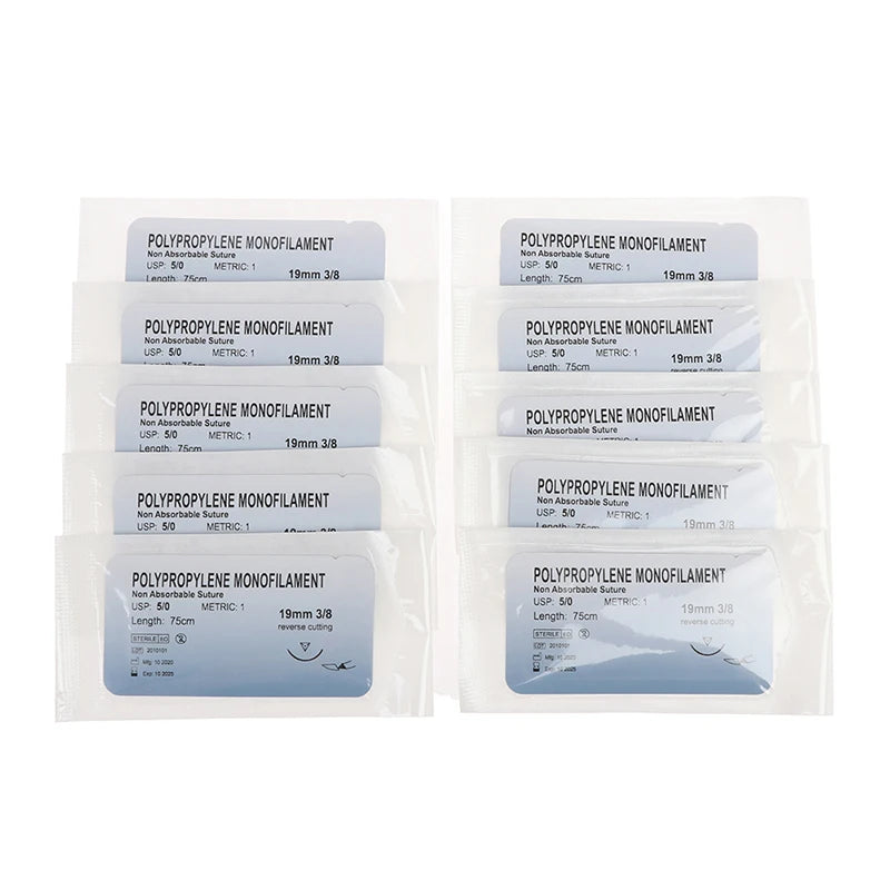 Kit Sutures Médicales 5/0 – 12 Aiguilles & Fils Entraînement Nylon Soie Polyester