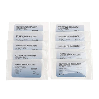 Kit Sutures Médicales 5/0 – 12 Aiguilles & Fils Entraînement Nylon Soie Polyester