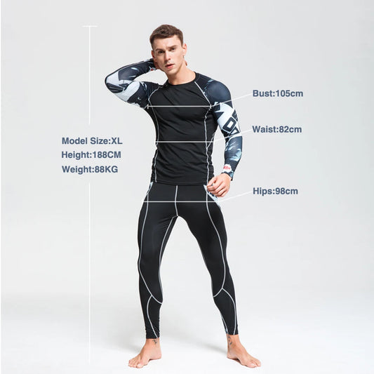 Ensemble thermique homme de compression, leggings et sous-vêtement sport