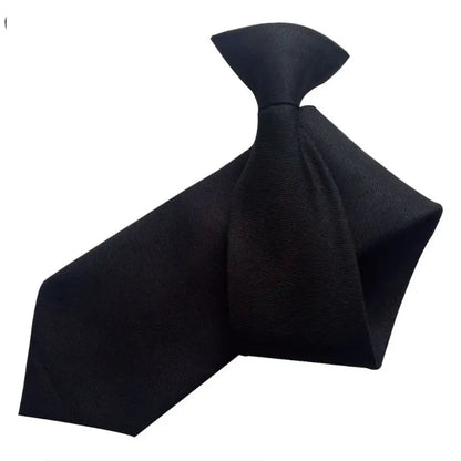 Cravate Clip-On Noire Satinee 50x8 cm – Cravate Professionnelle Anti-Agression pour Agents de Securite, Portiers et Personnel en Uniforme