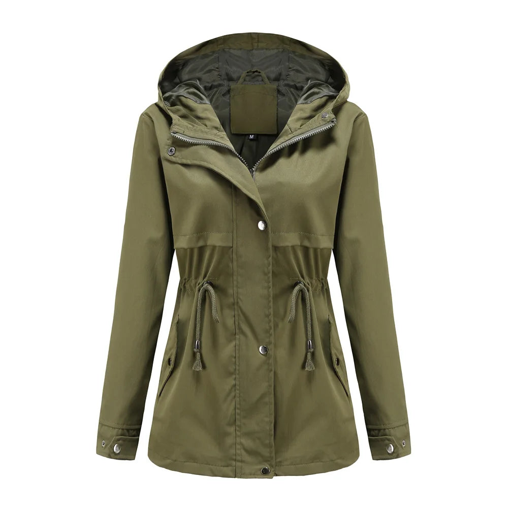 Veste coupe-vent femme à capuche et poches