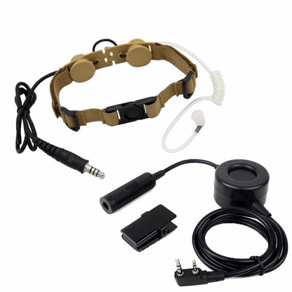 Microphone à Vibration Z Tactical Z003 + PTT Étanche pour BaoFeng UV-5R, TYT TH-UV8000D et Autres Radios - Noir - BLACKBEARD OUTDOOR INDUSTRIES