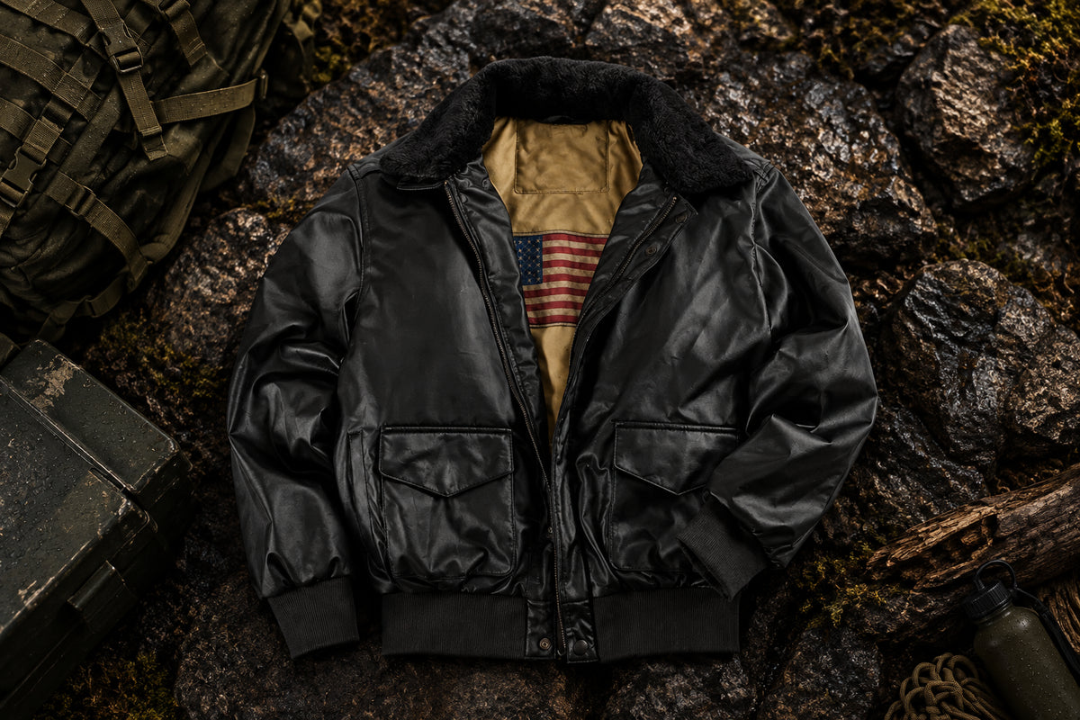 Blouson Bomber Homme Vintage en Similicuir - Col Fourrure Amovible