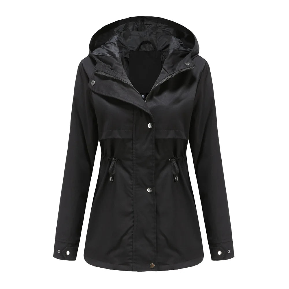 Veste coupe-vent femme à capuche et poches