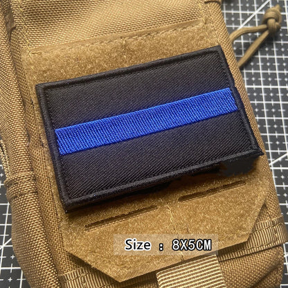 Écusson Thin Blue Line à scratch pour police et police municipale