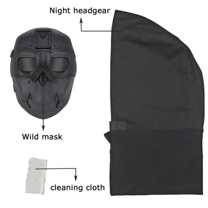 Masque tactique airsoft intégral avec couvre-chef 52–66 cm