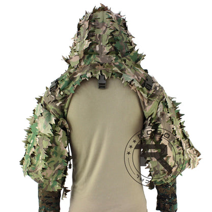 Combinaison Ghillie Tactique ROCOTACTICAL – Cagoule Viper 3D, Bandes Feuillages, Sniper Chasse Airsoft
