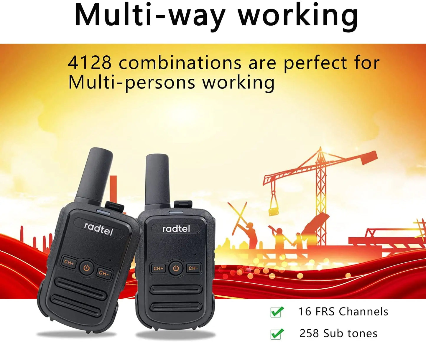 Talkie-Walkie Radtel RT-12 – PMR/FRS Sans Licence, Portée 3 km, 16 Canaux