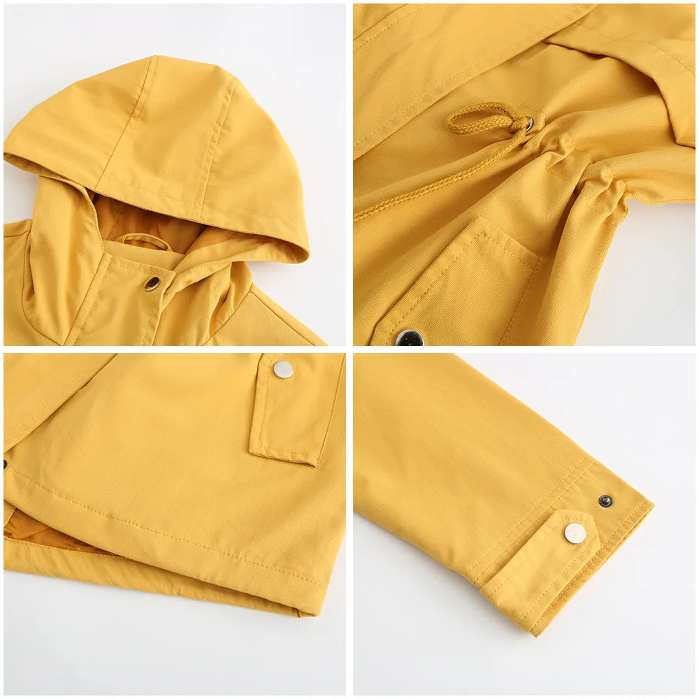 Veste coupe-vent femme à capuche et poches