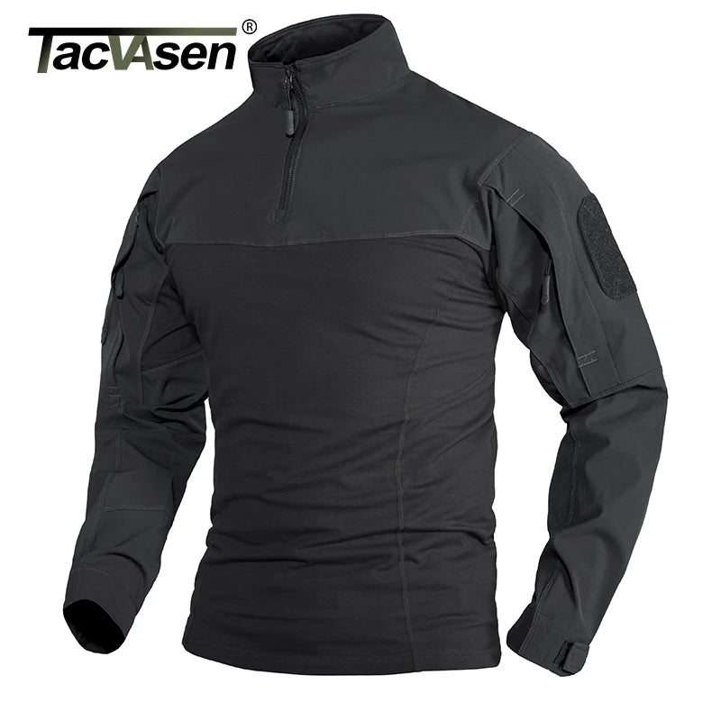 Chemise Tactique Manches Longues 1/4 Zip Ripstop TACVASEN – Outdoor Randonnée
