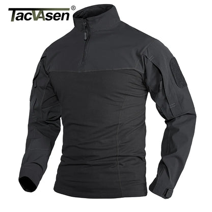 Chemise Tactique Manches Longues 1/4 Zip Ripstop TACVASEN – Outdoor Randonnée