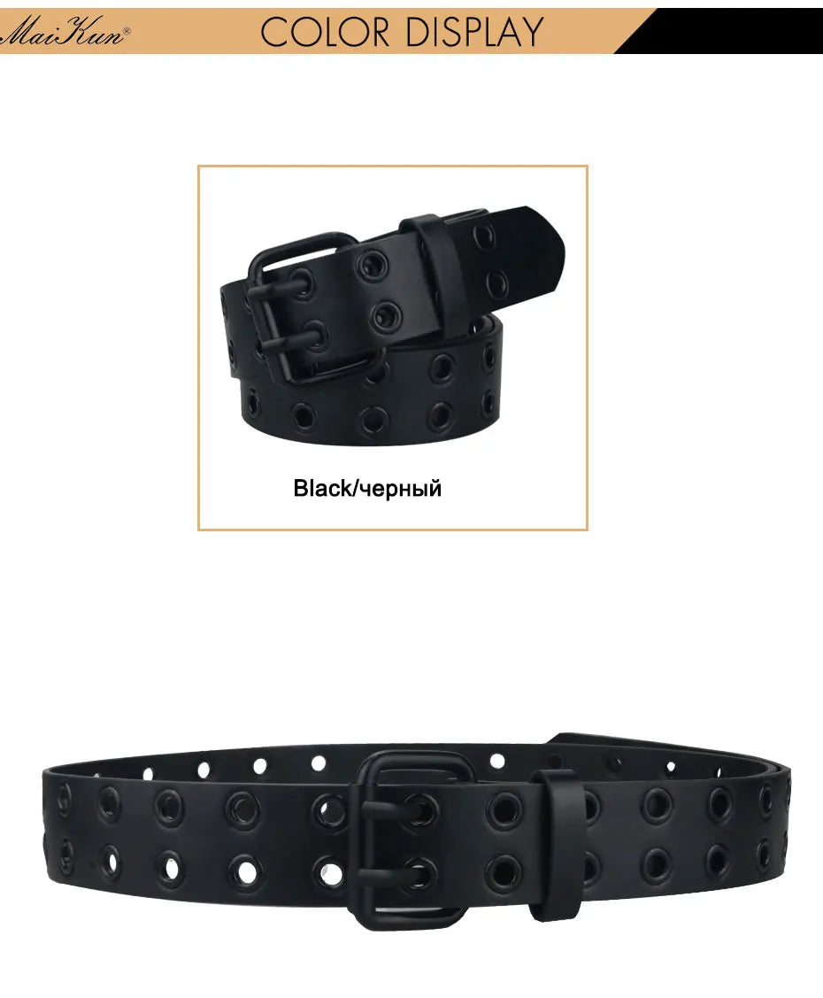 Ceinture Femme en Cuir PU Noir avec Boucle à Piquet et Trous d'Échappement – Ceinture de Taille Punk Gothique, Style Harajuku, Accessoire Tendance - BLACKBEARD OUTDOOR INDUSTRIES