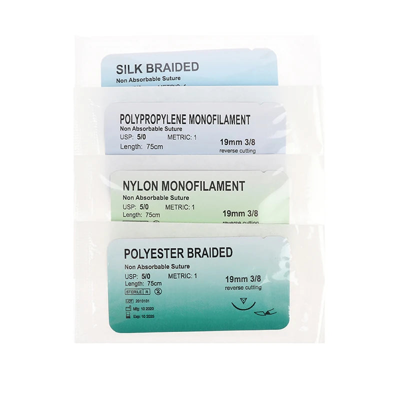 Kit Sutures Médicales 5/0 – 12 Aiguilles & Fils Entraînement Nylon Soie Polyester