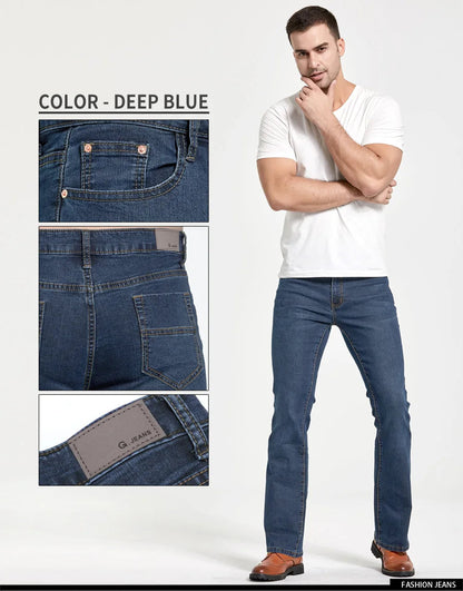 Jean Homme Bootcut Légèrement Évasé Slim Fit – Pantalon en Denim Stretch Classique, Bleu ou Noir, Tendance Designer BLACKBEARD OUTDOOR INDUSTRIES