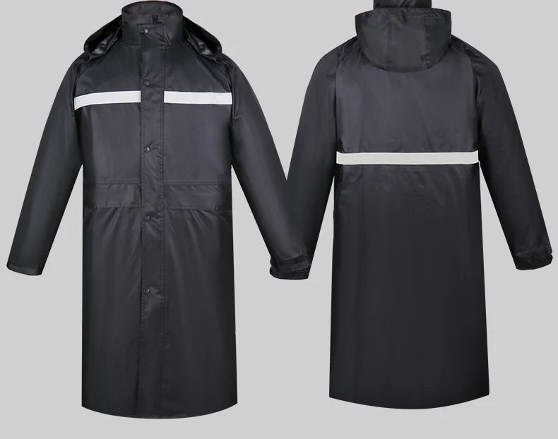 Imperméable Long Réfléchissant Unisexe – Hivizi Étanche • Respirant • Séchage Rapide • Capuche Escamotable - BLACKBEARD OUTDOOR INDUSTRIES