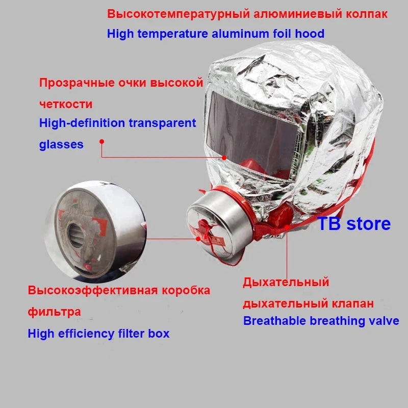 Masque d'Évacuation Incendie 30 Minutes – Respirateur Anti-Fumée & Gaz Toxiques - BLACKBEARD OUTDOOR INDUSTRIES