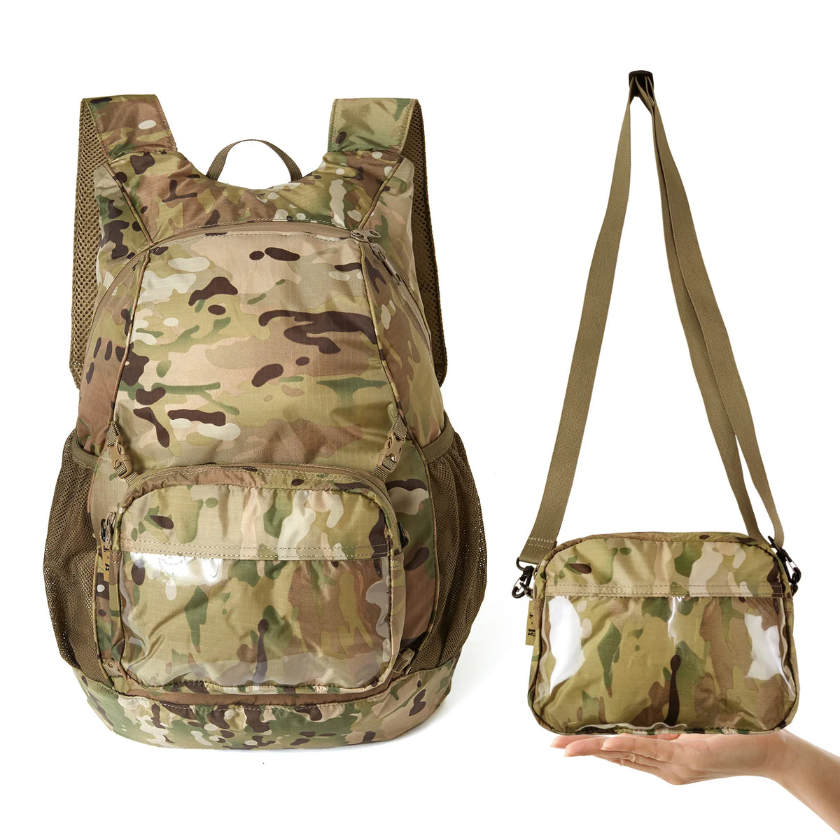 Sac à dos tactique pliable camouflage avec pochette détachable