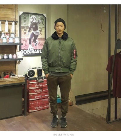 Veste Bombardier Homme B-15 – Col Fourrure Hiver Style Militaire • Épaissie • Nylon Déperlant • Inspirée WW2 - BLACKBEARD OUTDOOR INDUSTRIES