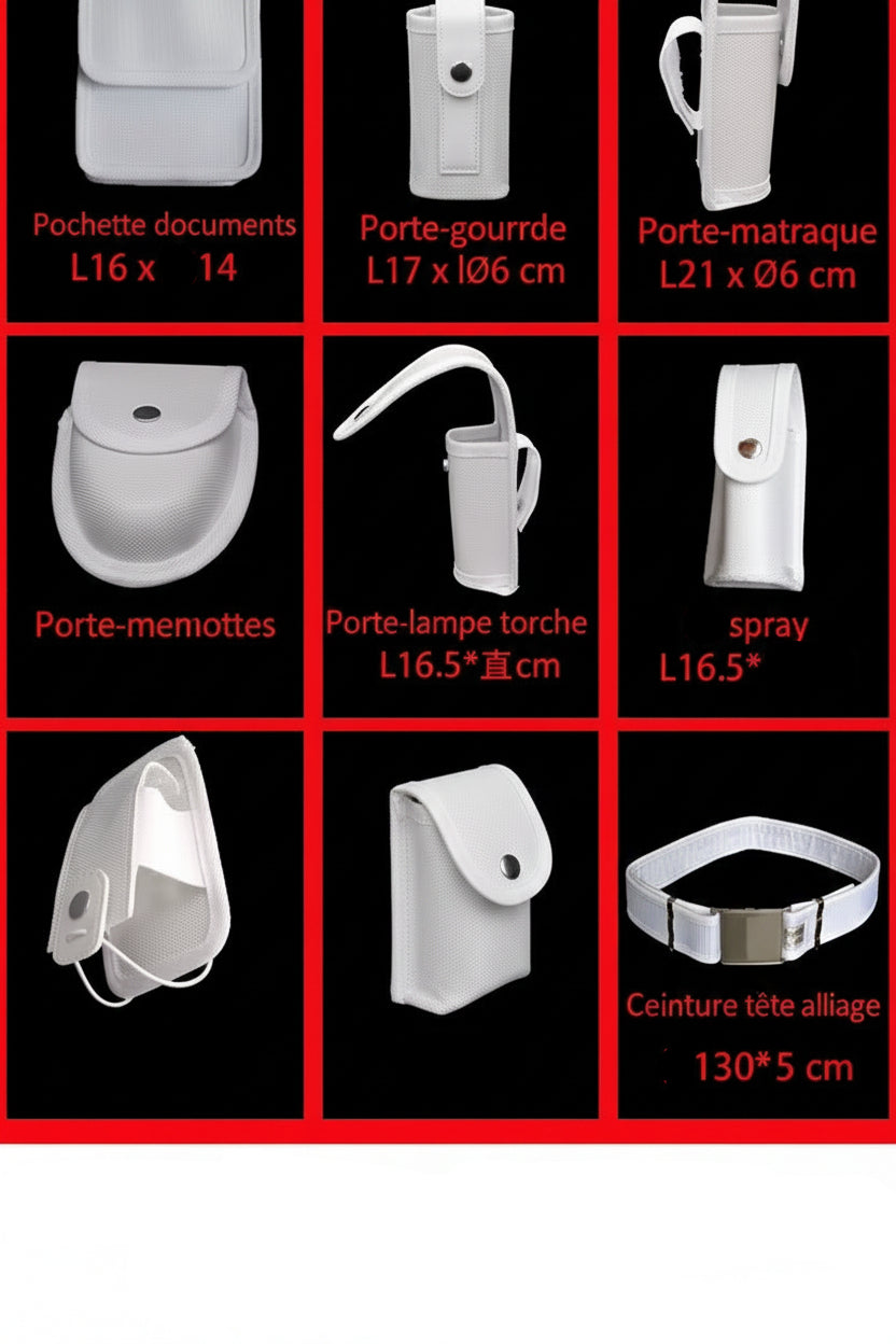 Ceinturon police blanc – Ceinture tactique en nylon, 8 pochettes + bandoulière, taille unique réglable - BLACKBEARD OUTDOOR INDUSTRIES