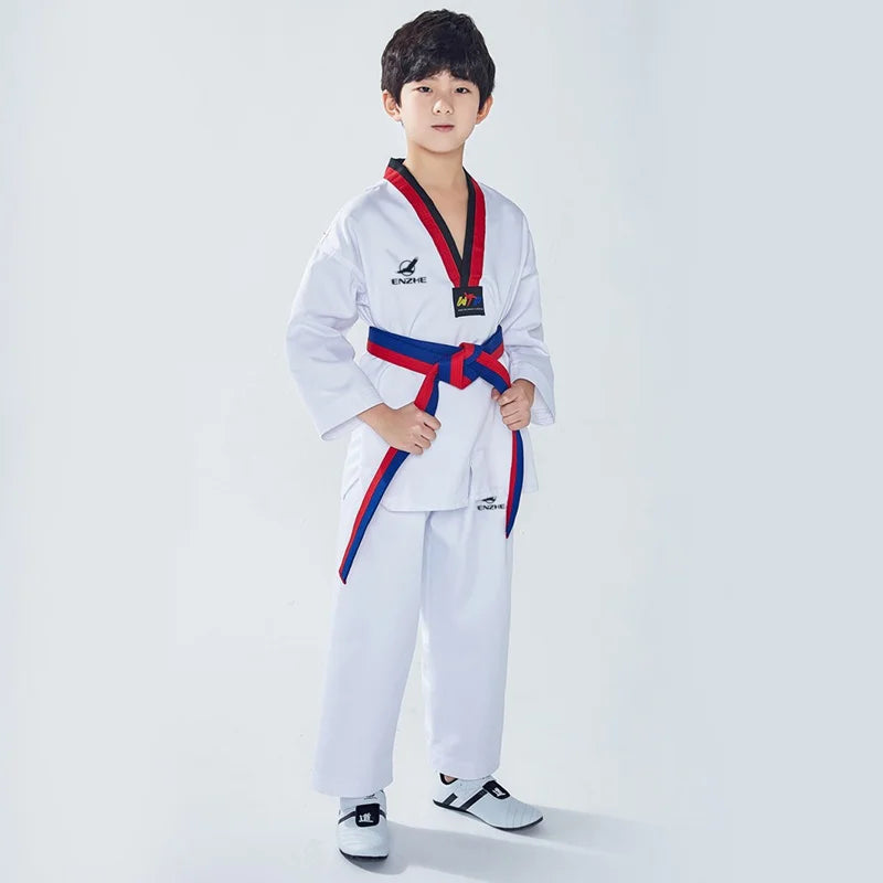 Dobok Taekwondo Blanc – Uniforme Polyester Karaté & Judo, Manches Longues | Enfant & Adulte XXXS à XXXL - BLACKBEARD OUTDOOR INDUSTRIES