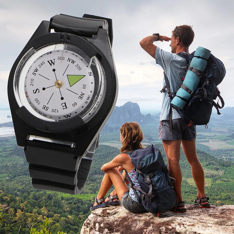 Boussole de poignet avec bracelet noir – Randonnée et outdoor