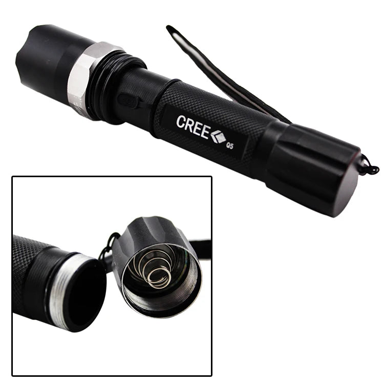 Lampe torche LED à zoom réglable 6611 – Batterie rechargeable 18650