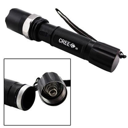 Lampe torche LED à zoom réglable 6611 – Batterie rechargeable 18650