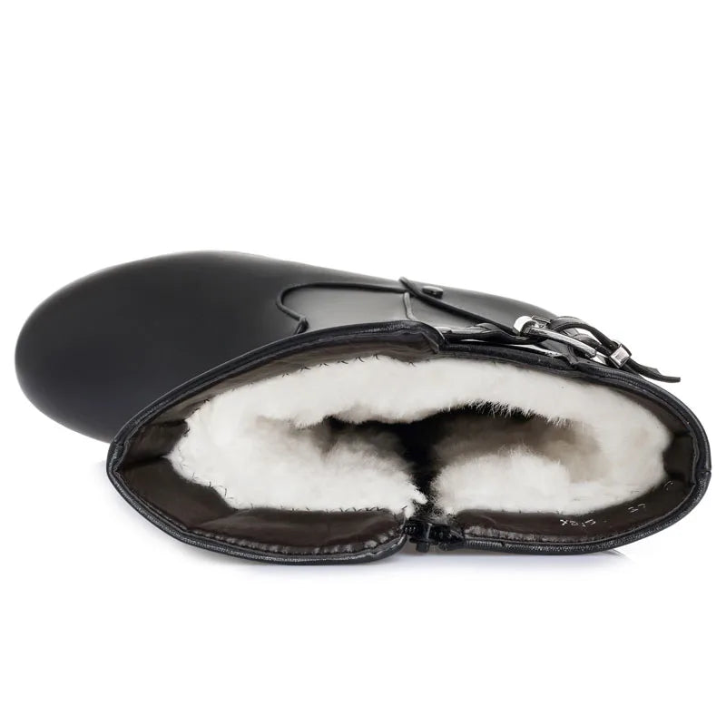 Bottes Femme DRKANOL en Cuir Véritable – Doublure Laine Naturelle – Bottes Chaudes d’Hiver | Tailles 34 à 45 - BLACKBEARD OUTDOOR INDUSTRIES