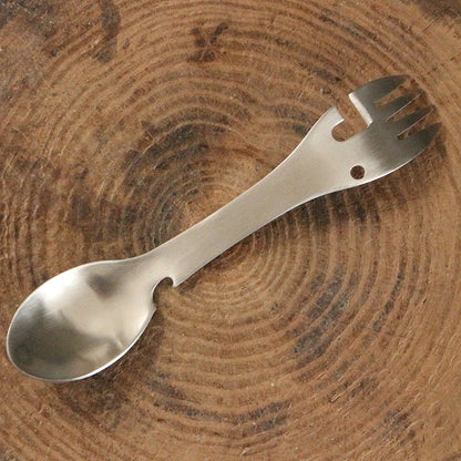 Outil Multifonction 5 en 1 pour Camping - Fourchette, Couteau, Cuillère, Ouvre-Bouteille