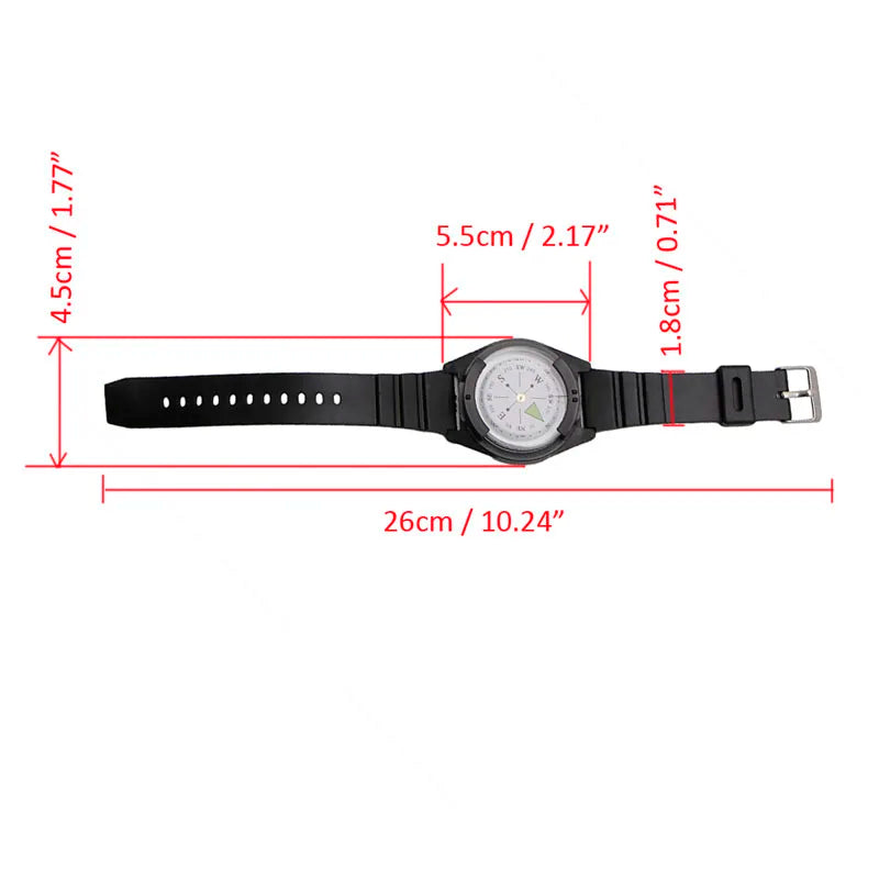 Boussole de poignet avec bracelet noir – Randonnée et outdoor