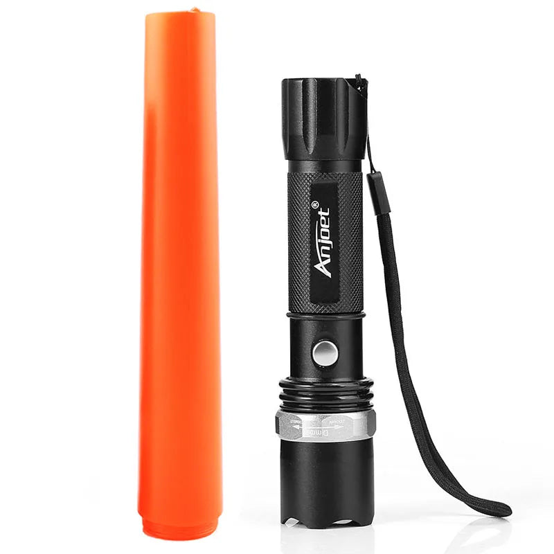 Lampe torche LED à zoom réglable 6611 – Batterie rechargeable 18650
