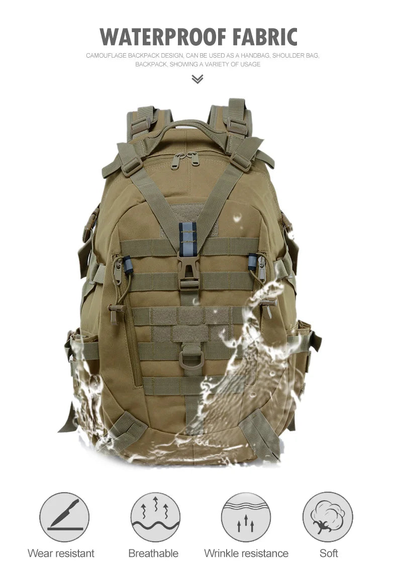 Sac à Dos de Camping 40L – Sac de Voyage Tactique Molle pour Homme, Rucksack de Randonnée et Escalade, Sac à Épaule Réfléchissant Outdoor - BLACKBEARD OUTDOOR INDUSTRIES