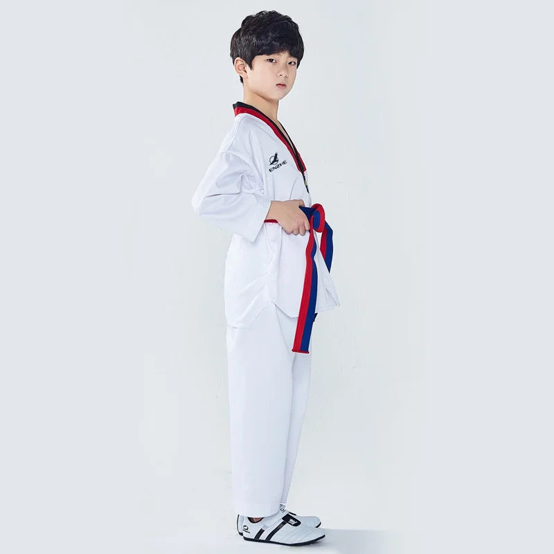 Dobok Taekwondo Blanc – Uniforme Polyester Karaté & Judo, Manches Longues | Enfant & Adulte XXXS à XXXL - BLACKBEARD OUTDOOR INDUSTRIES