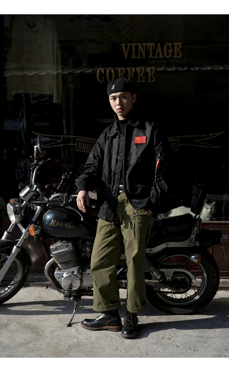 Blouson Bomber CWU-45P Homme - Militaire Déperlant et Coupe-Vent Noir