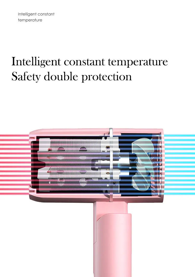 Sèche-cheveux pliable avec sac de transport – Soin capillaire à air chaud et ions négatifs – Mini sèche-cheveux portable pour maison et voyage - BLACKBEARD OUTDOOR INDUSTRIES