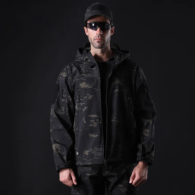 Outdoor TAD Men Military Tactical Hiking Jacket Lurker Shark Skin Softshell Outdoor Hunting Coat Hooded Multicam Camo Outerwear BLACKBEARD OUTDOOR INDUSTRIES