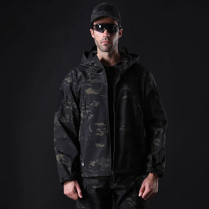 Outdoor TAD Men Military Tactical Hiking Jacket Lurker Shark Skin Softshell Outdoor Hunting Coat Hooded Multicam Camo Outerwear BLACKBEARD OUTDOOR INDUSTRIES