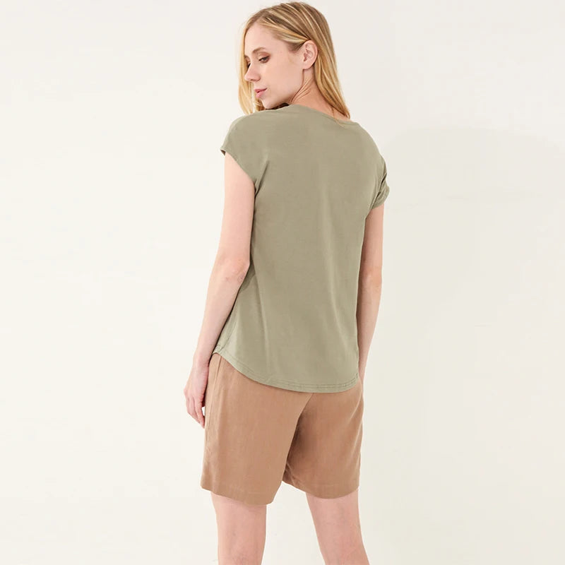 T-Shirt Femme Grande Taille Col V – Coton Oversize Casual Été - BLACKBEARD OUTDOOR INDUSTRIES