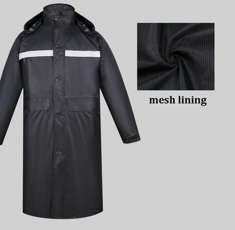 Imperméable Long Réfléchissant Unisexe – Hivizi Étanche • Respirant • Séchage Rapide • Capuche Escamotable - BLACKBEARD OUTDOOR INDUSTRIES