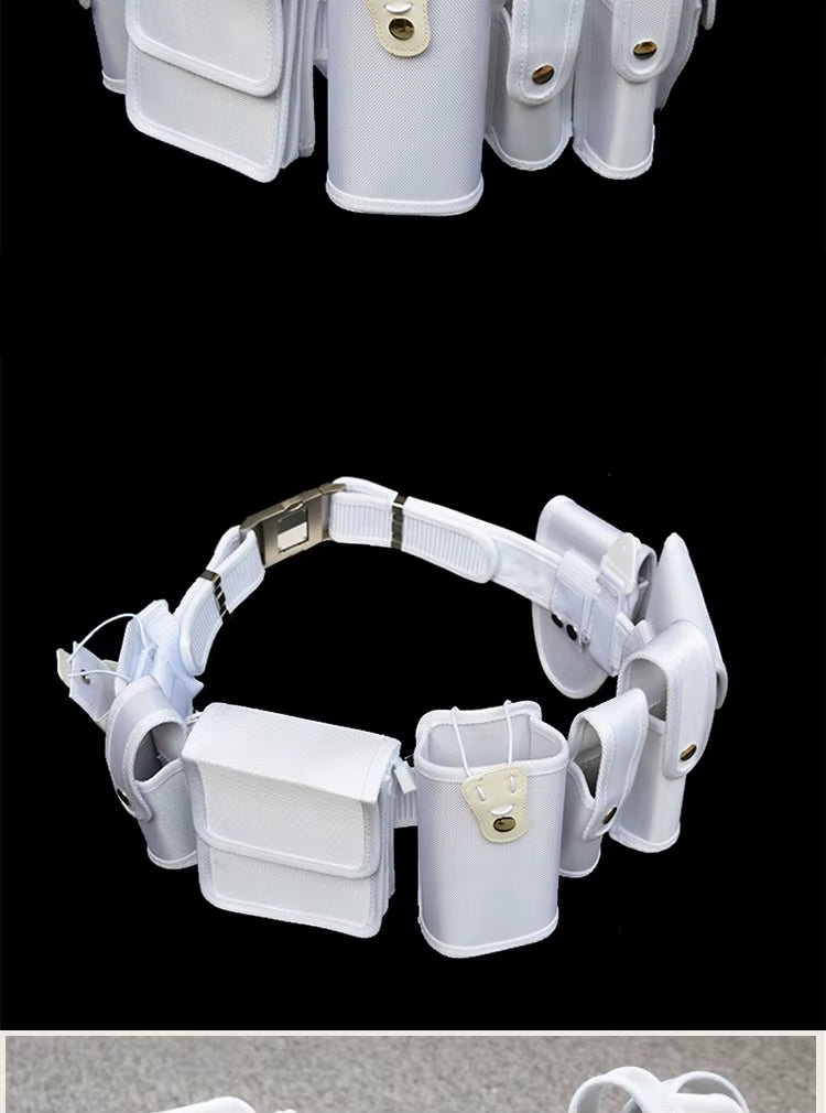 Ceinturon police blanc – Ceinture tactique en nylon, 8 pochettes + bandoulière, taille unique réglable - BLACKBEARD OUTDOOR INDUSTRIES