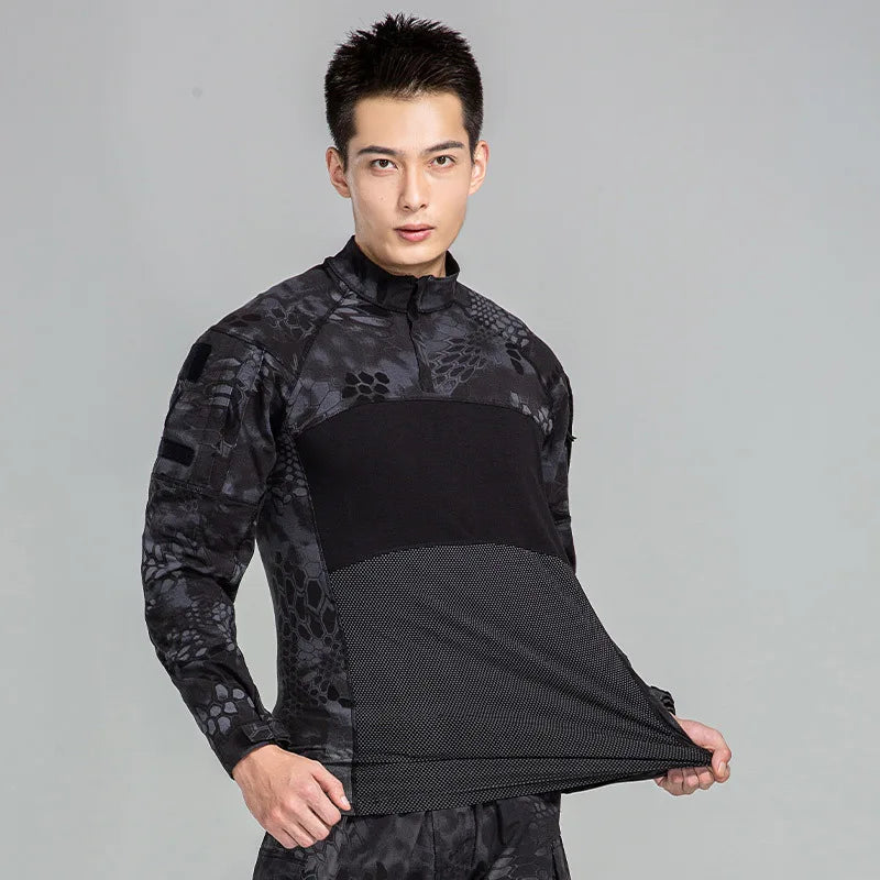 Chemise Tactique Camouflage Homme – Respirante Anti-Égratignures Manches Longues