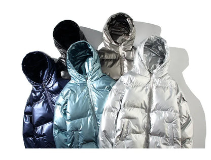 Parka hiver unisexe épaisse à capuche et fermeture zippée