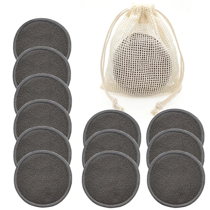 Disques démaquillants lavables en bambou, lot de 12