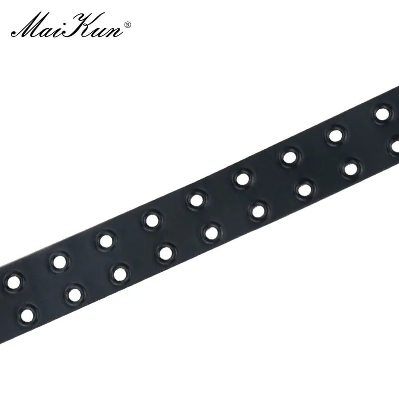 Ceinture Femme en Cuir PU Noir avec Boucle à Piquet et Trous d'Échappement – Ceinture de Taille Punk Gothique, Style Harajuku, Accessoire Tendance - BLACKBEARD OUTDOOR INDUSTRIES