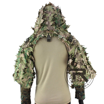 Combinaison Ghillie Tactique ROCOTACTICAL – Cagoule Viper 3D, Bandes Feuillages, Sniper Chasse Airsoft