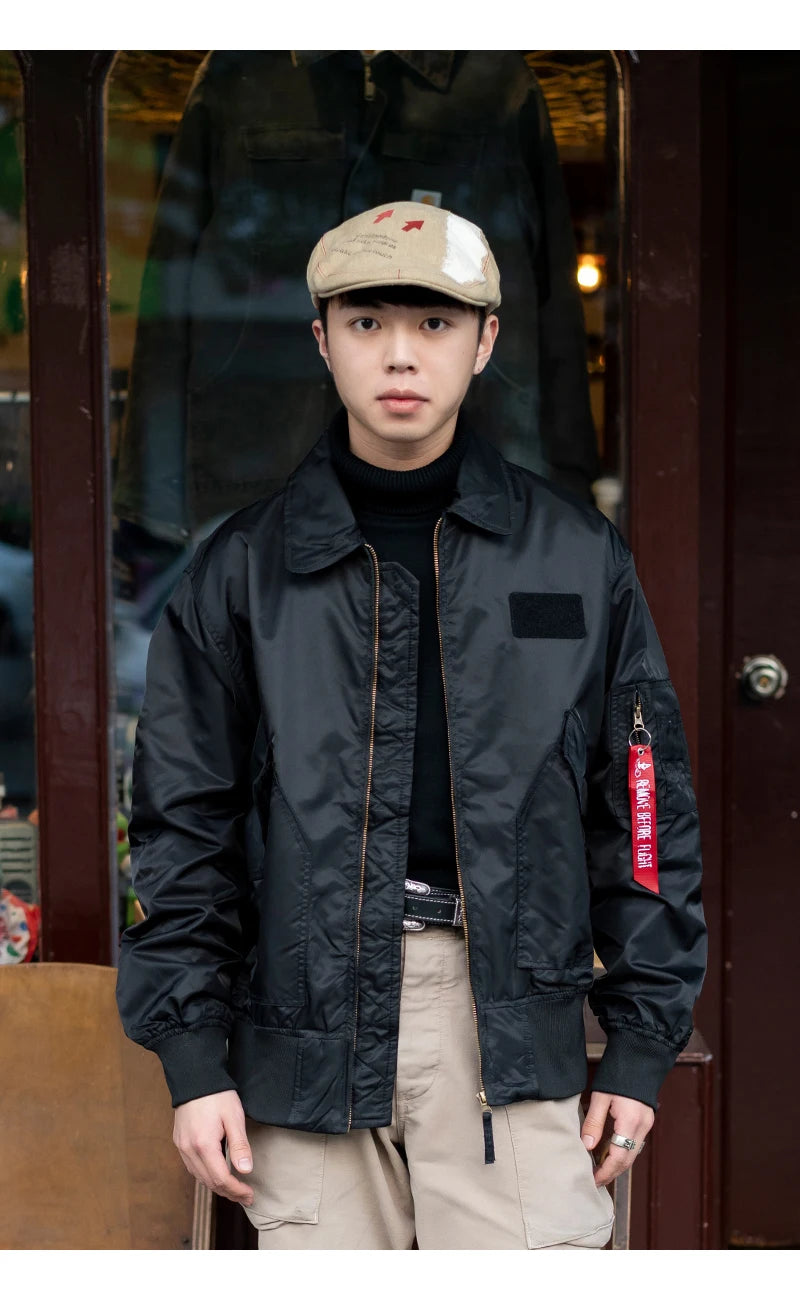 Blouson Bomber CWU-45P Homme - Militaire Déperlant et Coupe-Vent Noir
