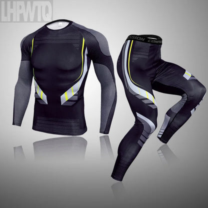 Ensemble thermique homme de compression, leggings et sous-vêtement sport