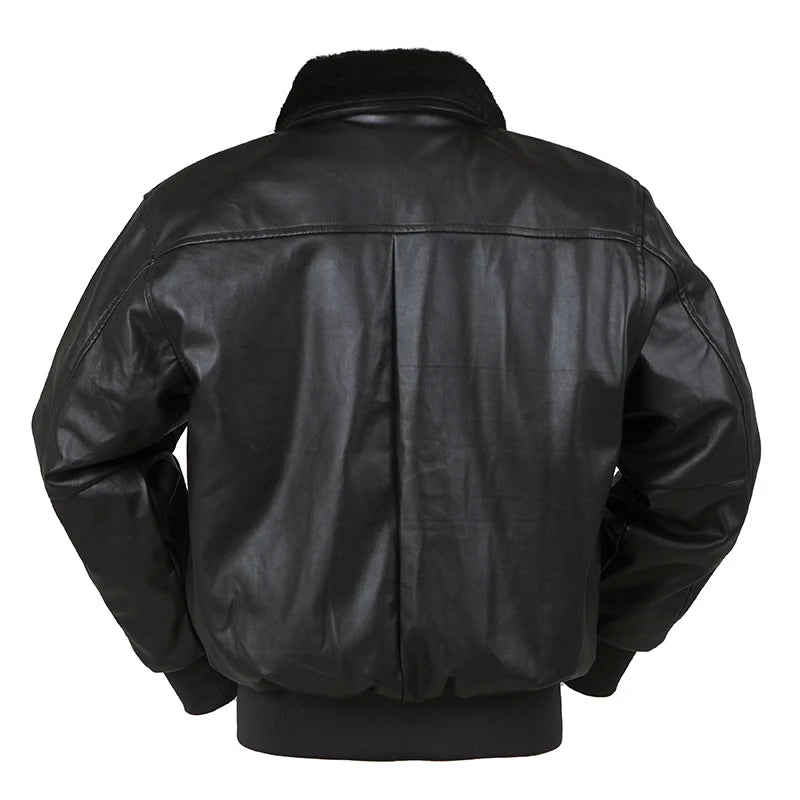 Blouson Bomber Homme Vintage en Similicuir - Col Fourrure Amovible